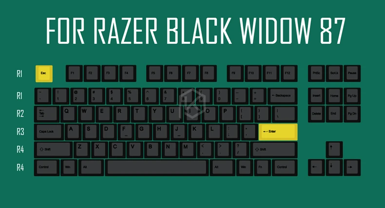 For Razer 87 Вишневый профиль краситель Sub Keycap набор толстый PBT пластик черный желтый джентльмен для gh60 xd64 xd84 xd96 tada68 87 104 razer corsair - Цвет: For Razer 87