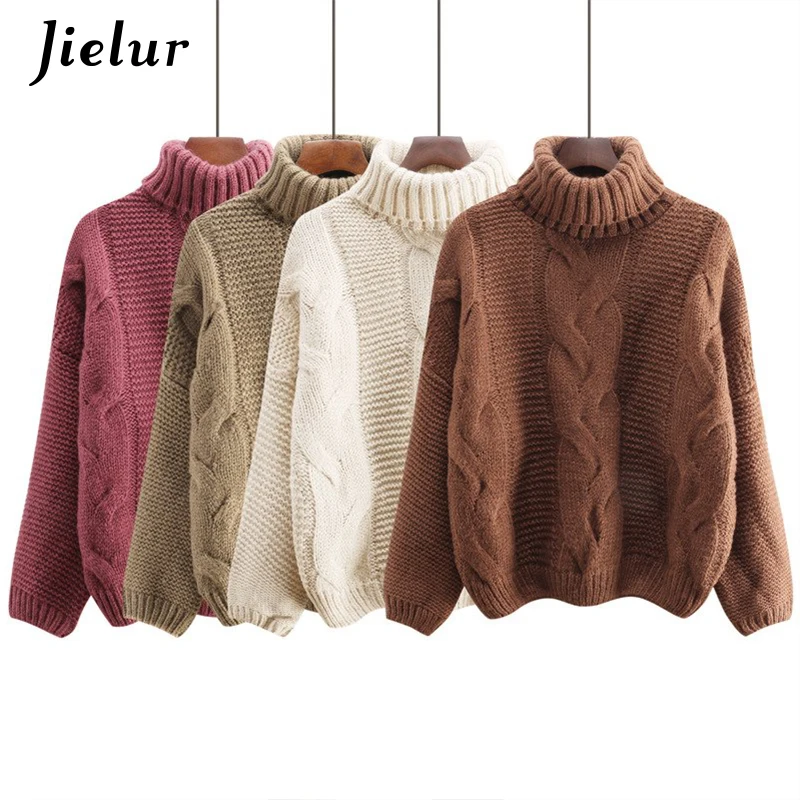 Jielur 4 одноцветное цвет корейская мода Белый Топ Femme Водолазка Теплый осень зима
