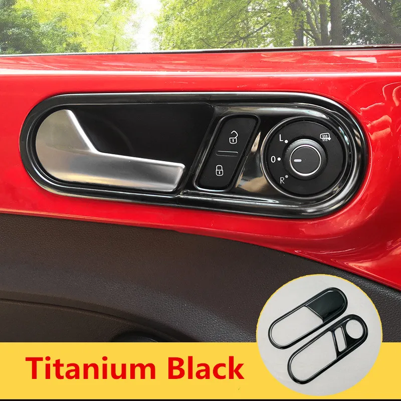 Titanium Black 2шт автомобиля интерьер дверные ручки литье отделка Стайлинг наклейка крышка для Volkswagen Beetle 2012 2013 - Название цвета: Titanium Black