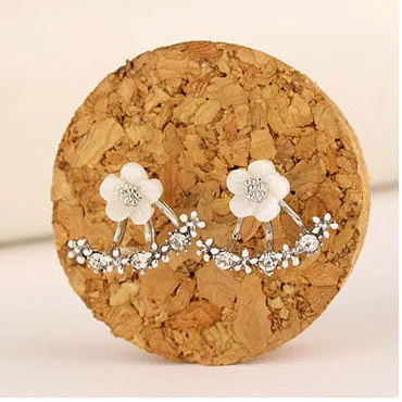 2021 Korean Style Vintage Crystal Flower Ear Piercing Stud Earrings Women Rhinestone Earings Fashion Jewelry 5E414 | Украшения и