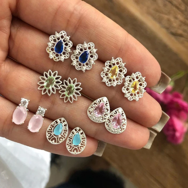 6 пар/компл. Boho многоцветный Bijoux (украшения своими руками) серьги-гвоздики в виде