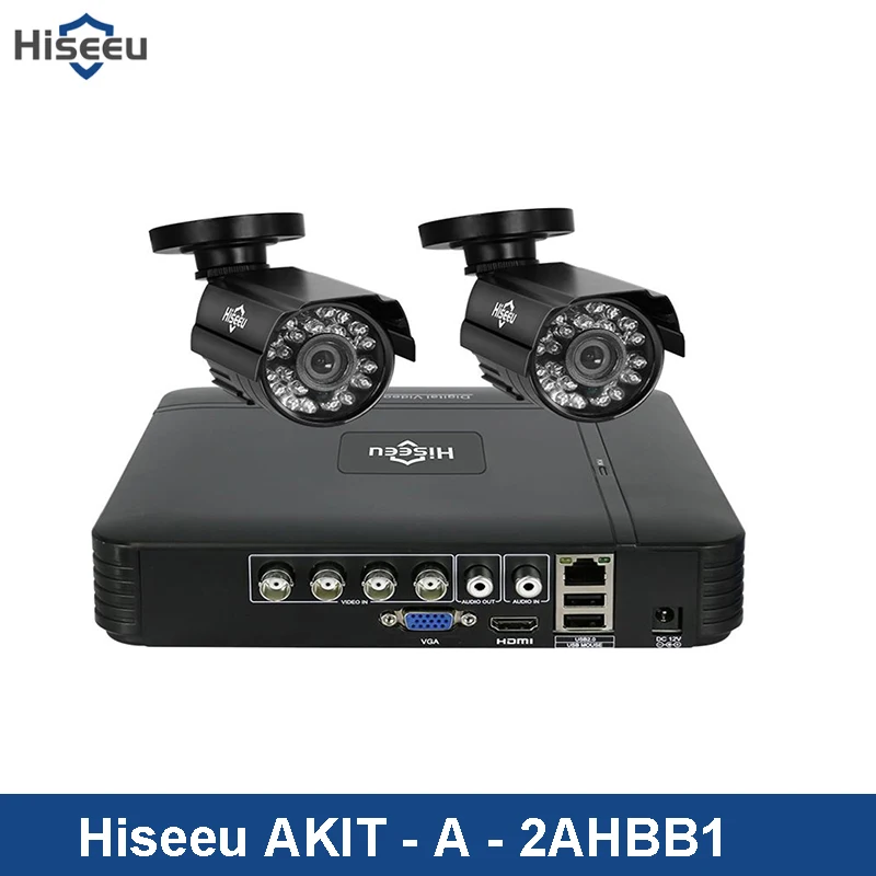 Hiseeu HD 4CH 1080N 5в1 AHD DVR комплект CCTV системы 2 шт. 720 P/1080 P Двусторонняя