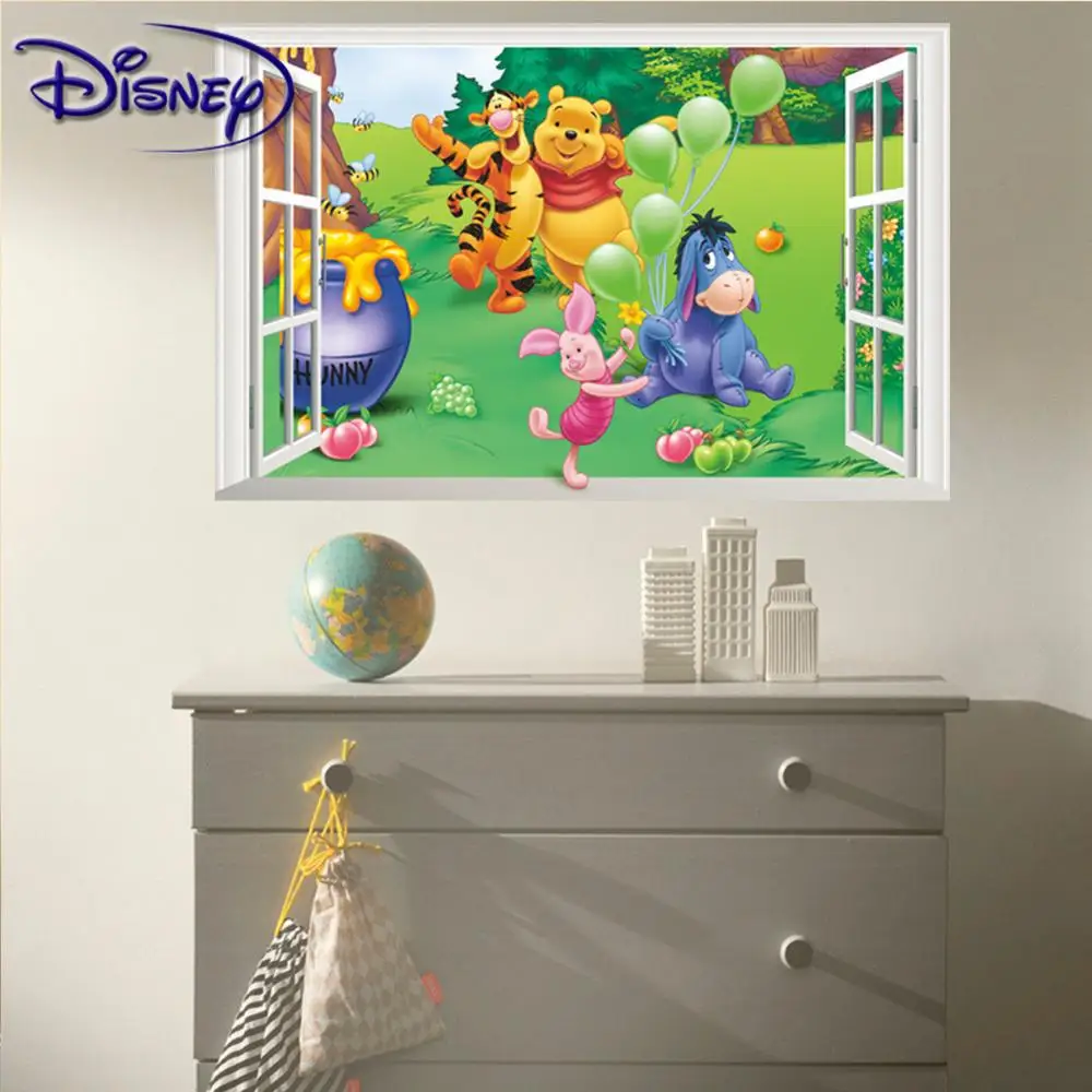 Disney Новый 3D наклейки стерео поддельные окна одежда с изображением мишки