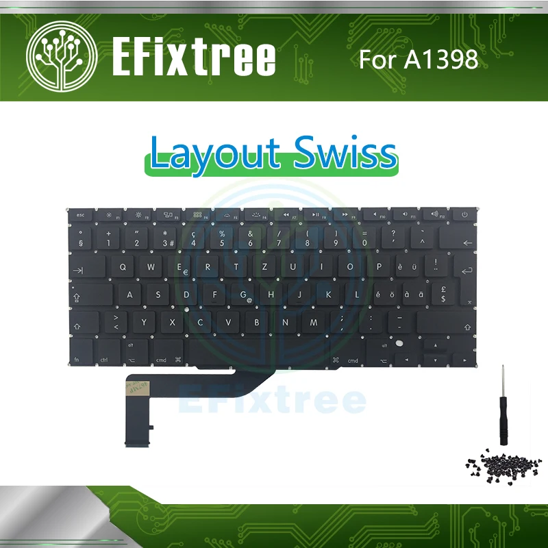 

Новая клавиатура A1398 Swiss для Macbook Pro Retina 15 дюймов, малый формат A1398 Enter 2012-2015 года EMC 2512 2673 2674 2745 2876