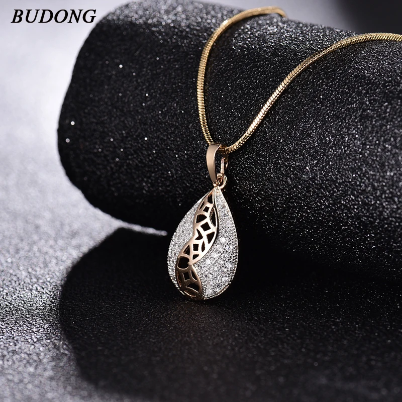 BUDONG 2018 AAA + Блестящий австрийский CZ Бесконечность Кулон золотого цвета ожерелье