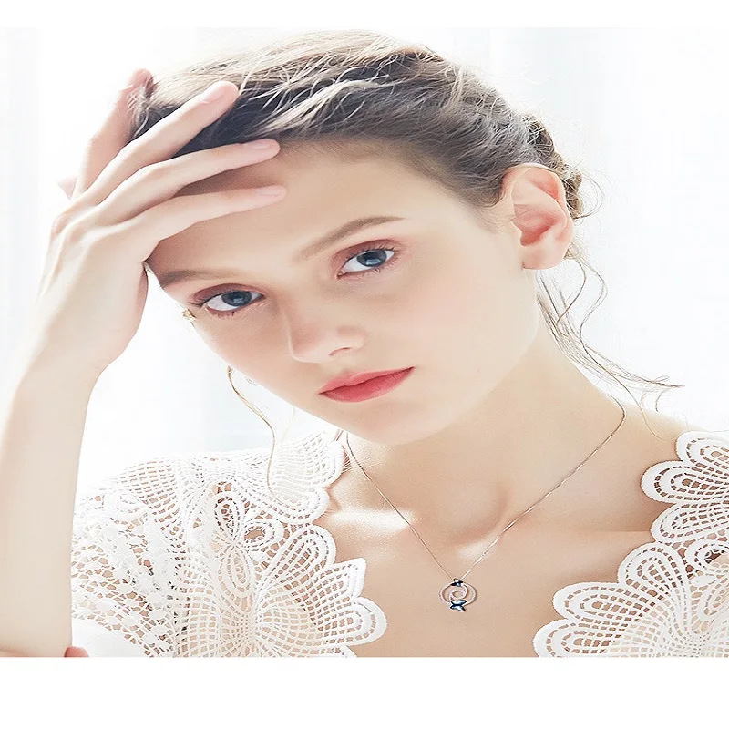 CDE 925 пробы Серебряное ожерелье украшено кристаллами от Swarovski ожерелье с подвеской в виде бабочки женское украшение для воротника
