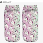 Женские носки ZHBSLWT с 3D принтом единорога, забавные носки, женские короткие Носки с рисунком Горячая Распродажа, женские носки с низким вырезом, Spaort