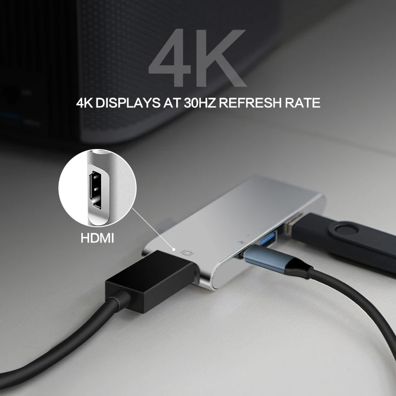 Nuilfash USB-C концентратор type C концентратор USB 3,0 Thunderbolt 3 HDMI 3,5 мм аудио RJ45 адаптер для MacBook Pro samsung Galaxy S9 USB C концентратор
