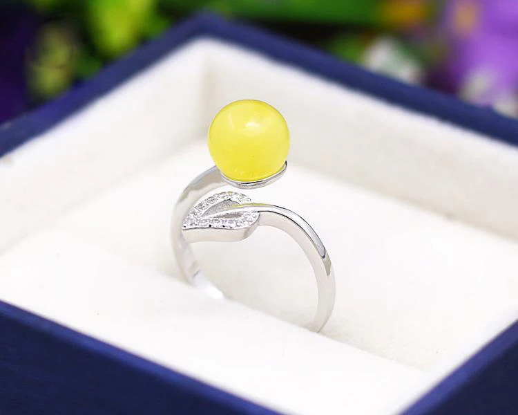 925 Sterling Silver Color Adjustable Leaf Ring Base Settings With 8MM-11MM Round Cabochon Ring Base Blanks Setting DIY Jewelry