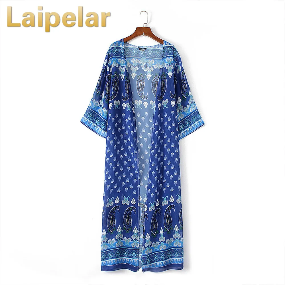 

2018 Summer Women Chiffon Kimono Vintage Floral Cardigan Boho Loose Beach Shawl Long Tops Blouse Shirt Bikini Cover up Sunscreen
