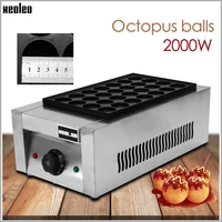 XEOLEO Takoyaki Ball Grill Machine Double Plates Electric Fish Ball Furnace 2000W Commercial Octopus Ball Machine Non-stick Pan
