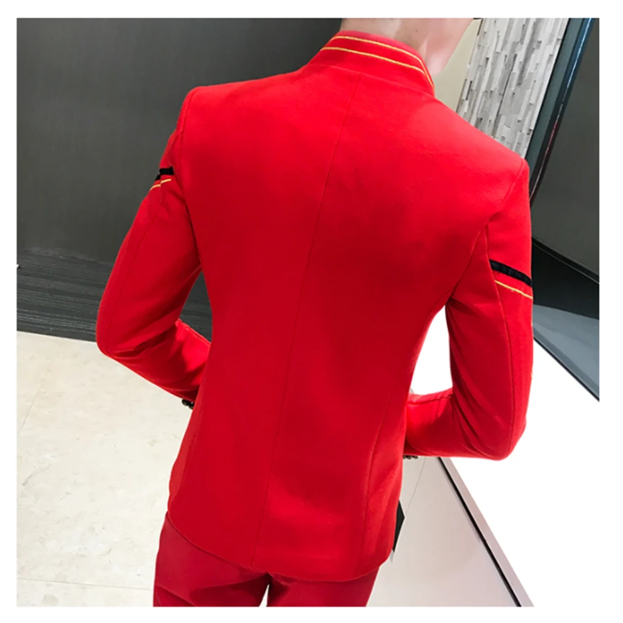 

Classic Stand Collar Suit Men Jacket Asian Size S M XL XXL Business Banquet Men Dress Jacket Slim Design Men Wedding Suit Jacket