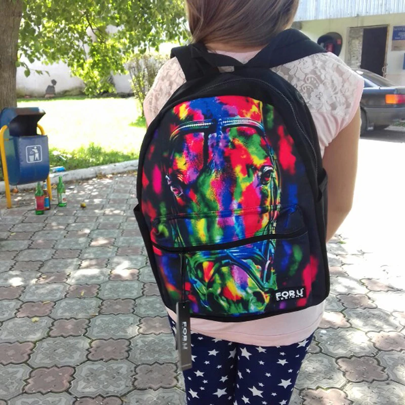 FORUDESIGNS/парусиновые школьные рюкзаки Джинсовый Рюкзак с принтом кота для