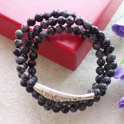 Женский браслет из трех нитей можно сделать и ожерелье снежинка обсидиановый