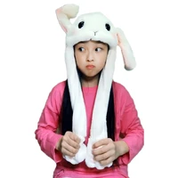 cute girls plush rabbit fur bunny ear hat pinching airbag ear up down cap toy gift for kids girlfriend women accessories