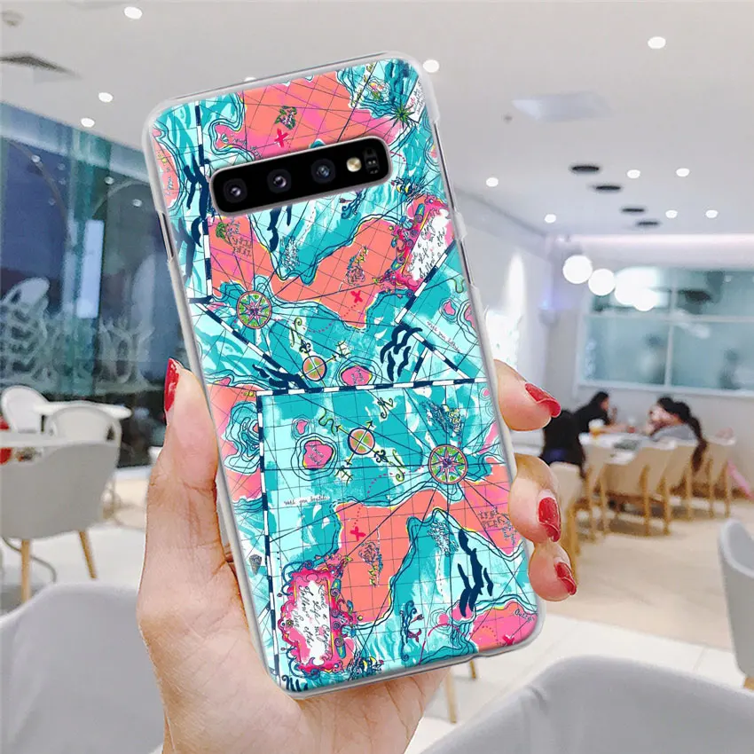 Карта мира чехол для телефона для samsung Galaxy S10e S10 плюс S7 S8 S9 Plus, Note 8, 9, 10, плюс S10 5G M20 M30 жесткий чехол Coque