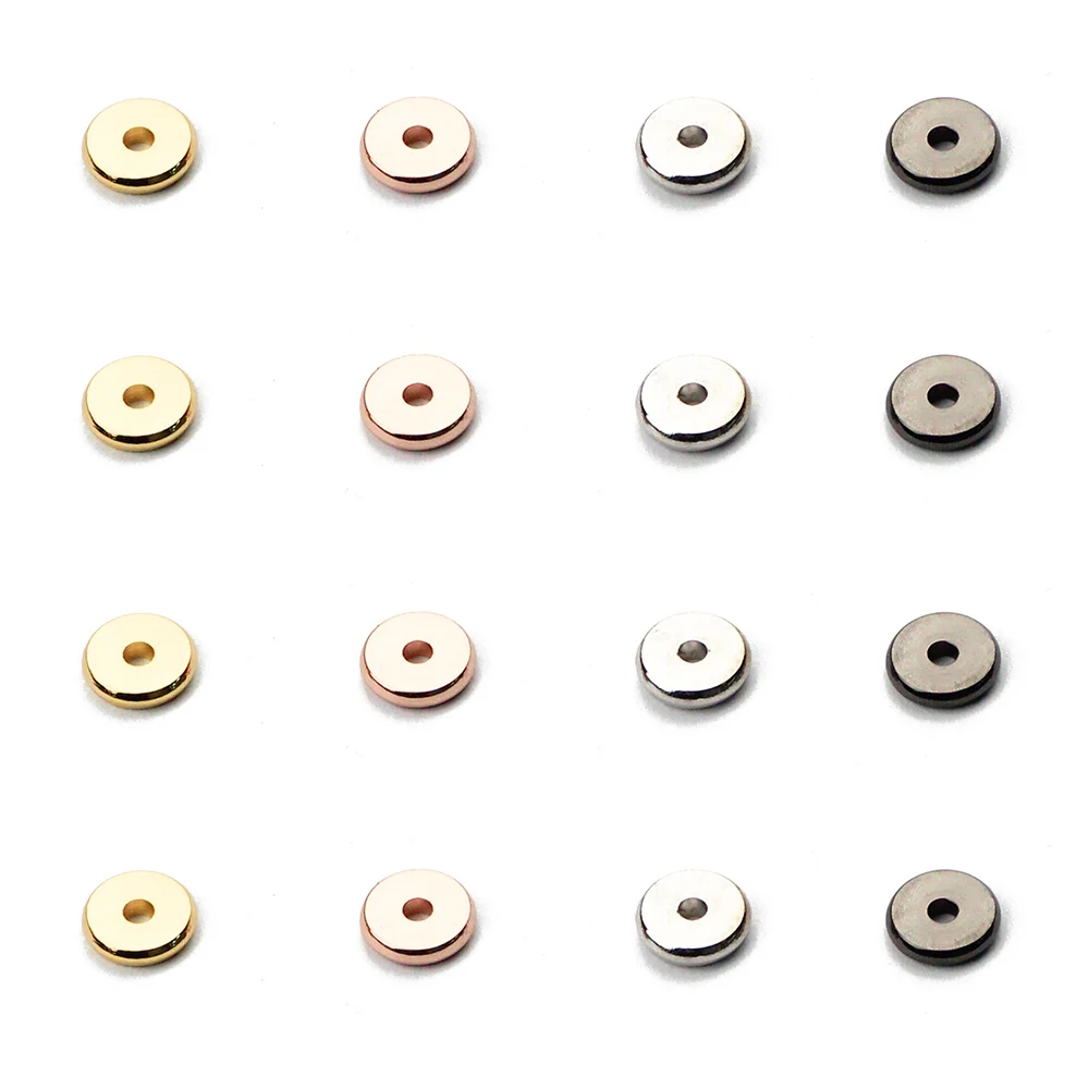 

BTFBES AAA 4 6 8mm Coin Spacer copper beads Gold/Rose Gold color flat round Loose beads for Jewelry bracelet Necklace making DIY