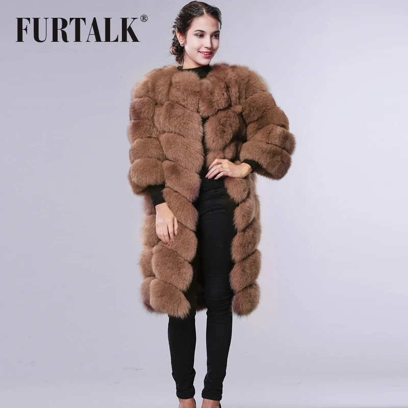 FURTALK 100% Настоящие женщины зима Подлинная Фокс Шуба С 3/4 Рукавом Жилет Одежда