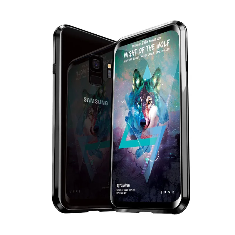 100 шт для Sam sung S7 8 9 Plus Note8 Note 9 чехол с мультимагнитной адсорбцией чехол из закаленного стекла DHL