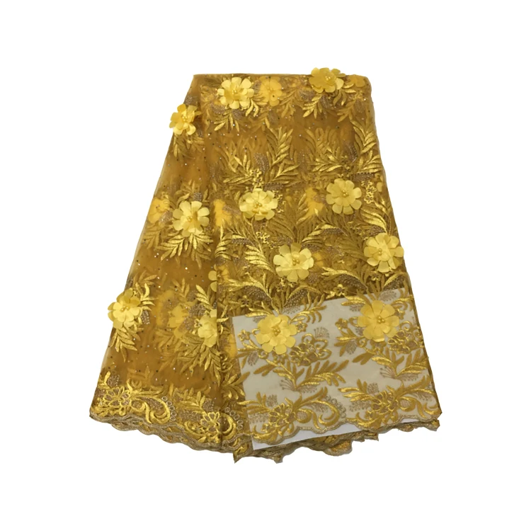 Акция! Африканская кружевная ткань нигерийская Аппликация цветы Высокое