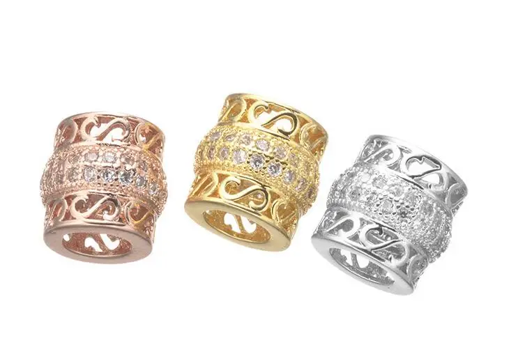 

one piece popular micro pave CZ copper diy hollow big hole beads accessory mp047