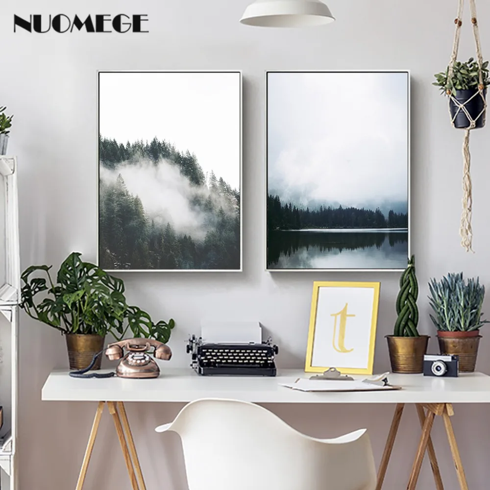 Nordic Style Forest Landscape Wall Art Canvas Poster and Print Painting Decorative Picture for Living Room Home Decor | Дом и сад