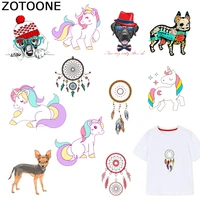 zotoone unicorn patches animal dreamcatcher sticker iron on transfers for clothes t shirt heat transfer accessory appliques f1