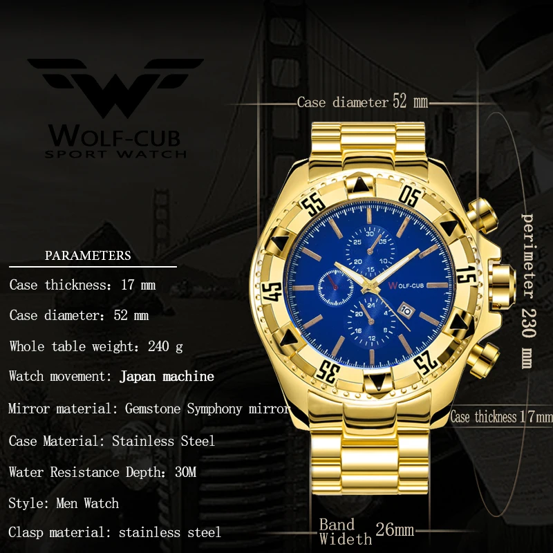 Японские мужские часы Move t Gold наручные Subaqua Masculino роскошные брендовые кварцевые
