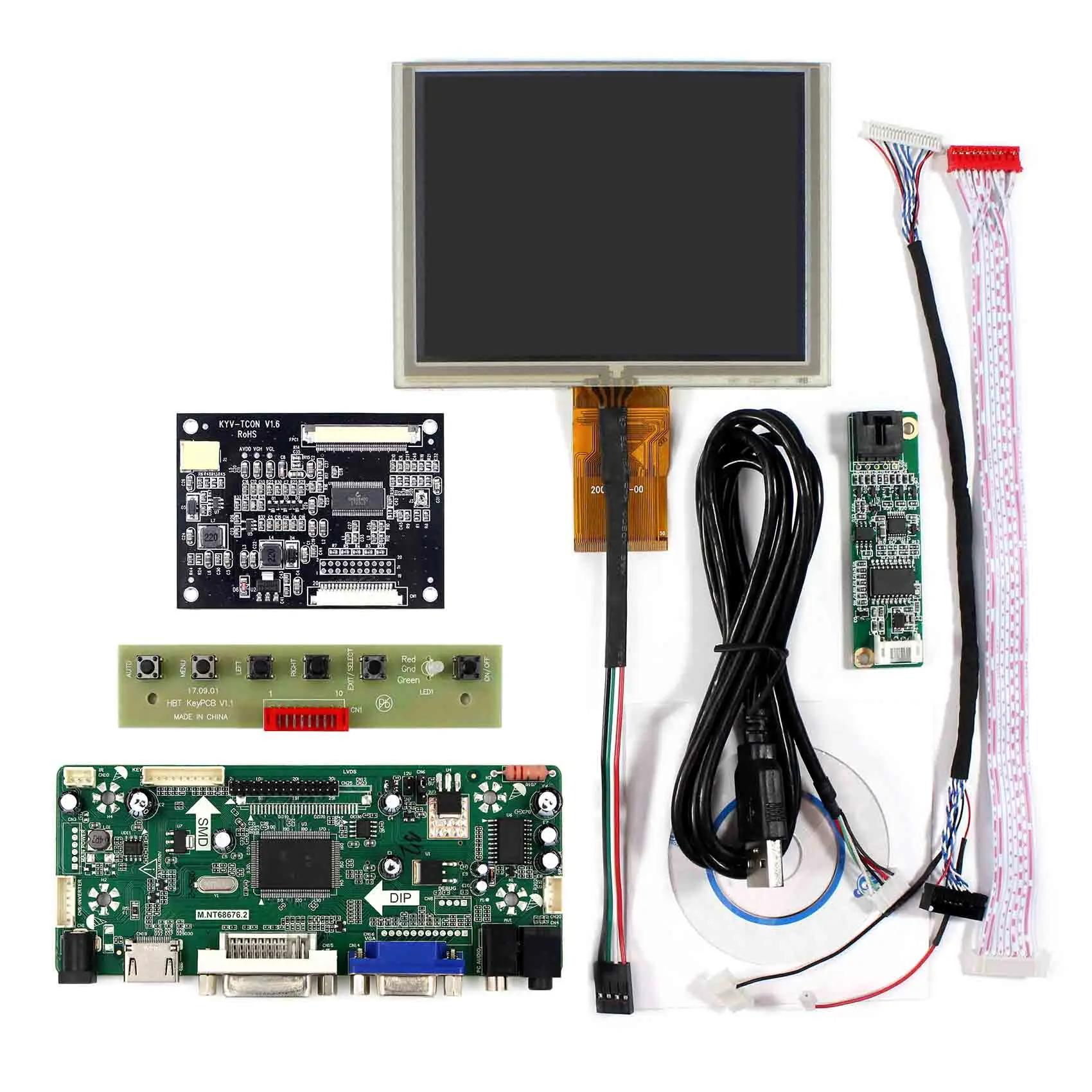 Плата контроллера аудиосигнала HD MI DVI VGA M.NT68676 5 дюймов ZJ050NA 08C 640x480 Lcd с сенсорной