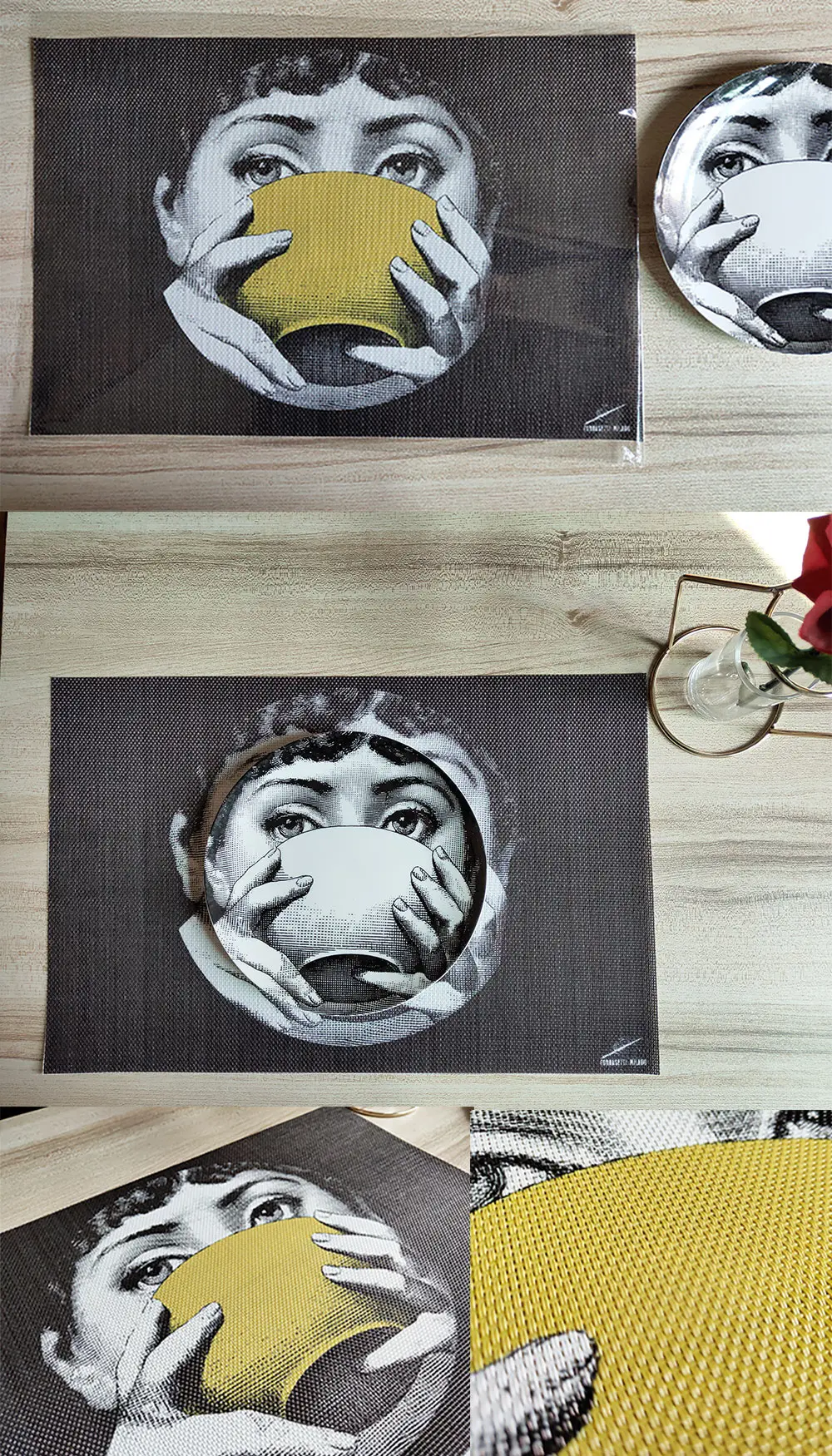 Fornasetti коврик, кухонный стол, чашка, текстилен, коврик, пластиковые салфетки, экологичный, трайвет, мантия, индивидуальные, чайные, вечерние, украшения