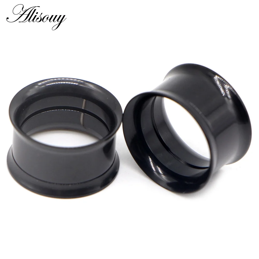 EM0079b Black Alisouy 2 шт. 2-30 мм Ушные Тоннели пробки 316L из нержавеющей стали сережки, украшение для пирсинга измерительные приборы украшения для «тоннелей» Expandar вилки и туннели - Окраска металла: EM0079b Black