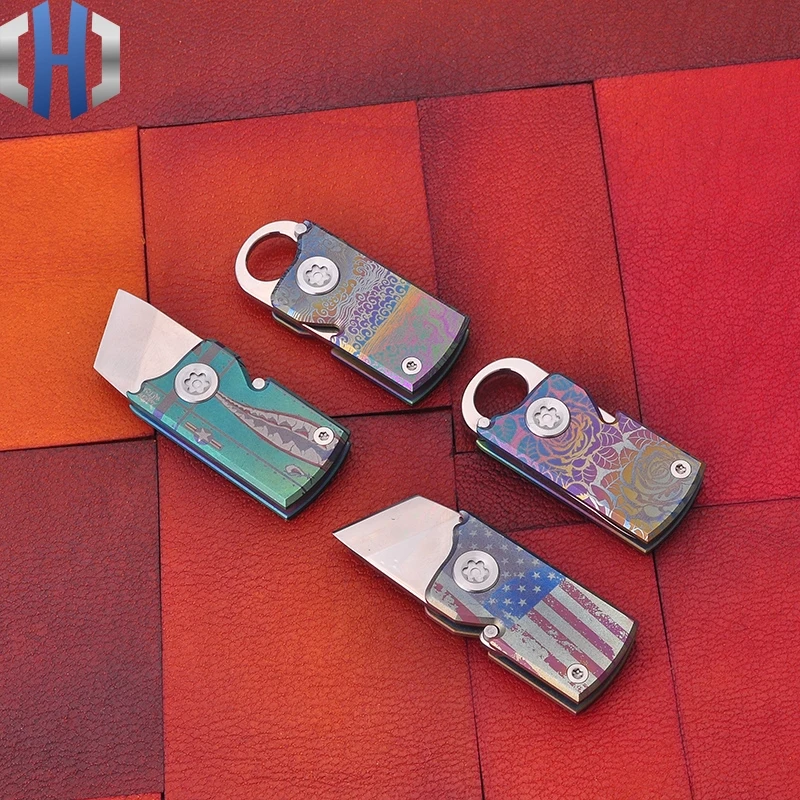 Карманный складной мини брелок M390 цветной Экспресс нож из коробки для