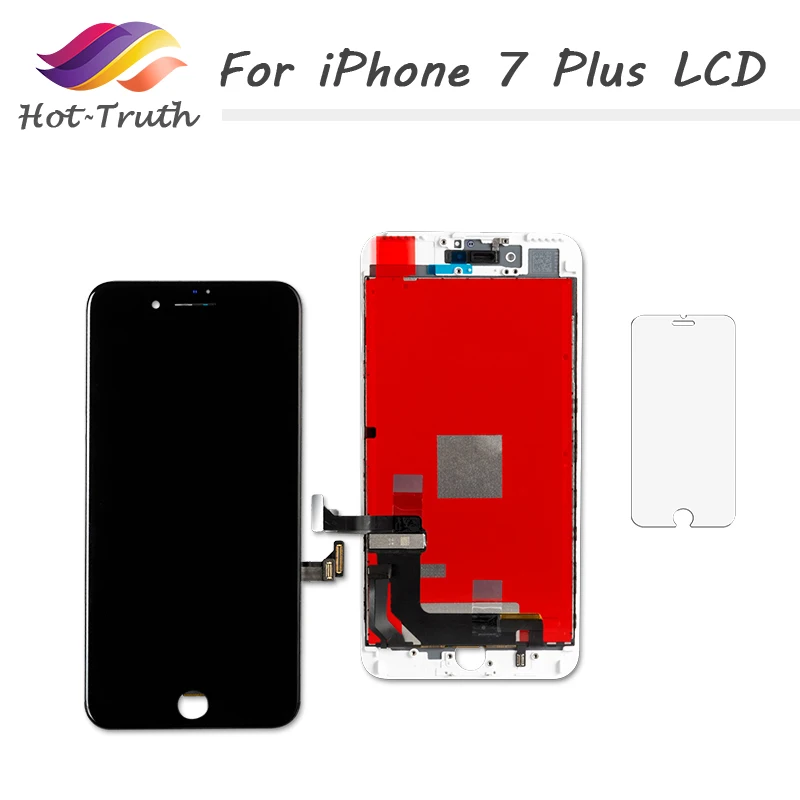 ЖК дисплей с сенсорным дигитайзером в сборе и закаленной пленкой для iPhone 7 plus| |