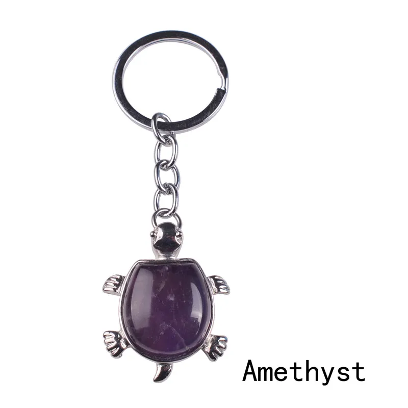 Tortoise Shape Keyring Natural Gem stone Sea Turtle Pendant Keychain Charms llaveros couple keychain| |