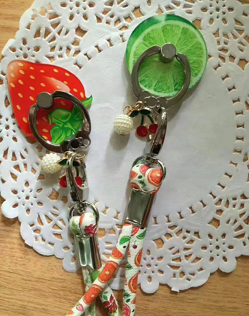 Cute Strawberry Lemon Watermelon Rainbow fruit Patterns universal ring Phone Holder for iphone samsung Pendant finger buckle | Мобильные