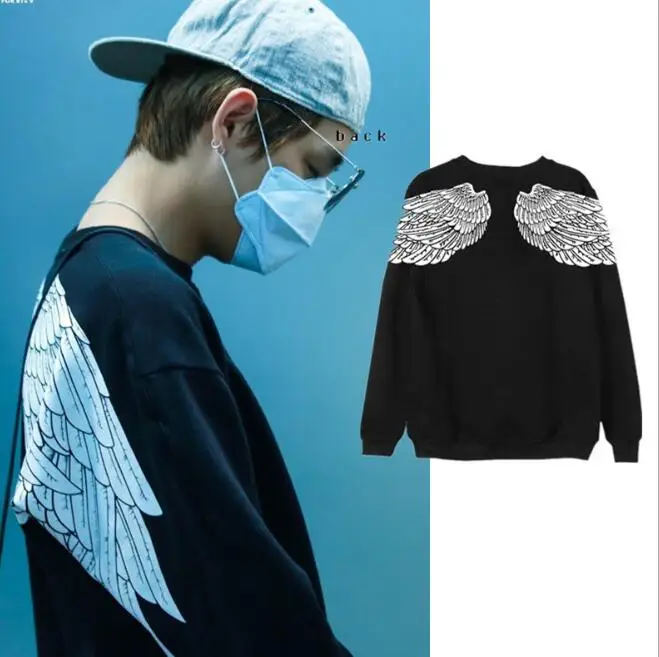 Wings Printed Pullover Long Sleeve Sweatshirt | Женская одежда