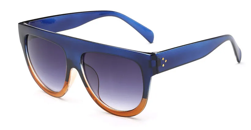 

Eyesilove Fashion Sunglasses Women Brand Design Gradient Sun Glasses Female Rivet Shades Flat Oversize Shades Sunglass UV400