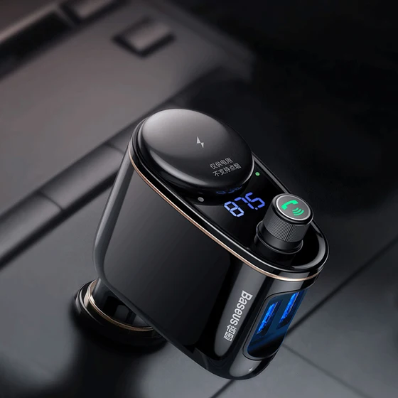 Черный Baseus FM передатчик Bluetooth автомобильный комплект USB зарядное устройство для iPhone Xiaomi AUX MP3 плеер FM модулятор 3.4A Быстрый двойной USB Автомобильное зарядное устройство - Название цвета: Черный