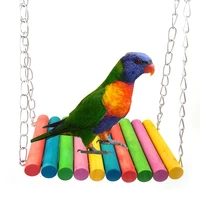 wooden colorful pet parrot toys bird swing