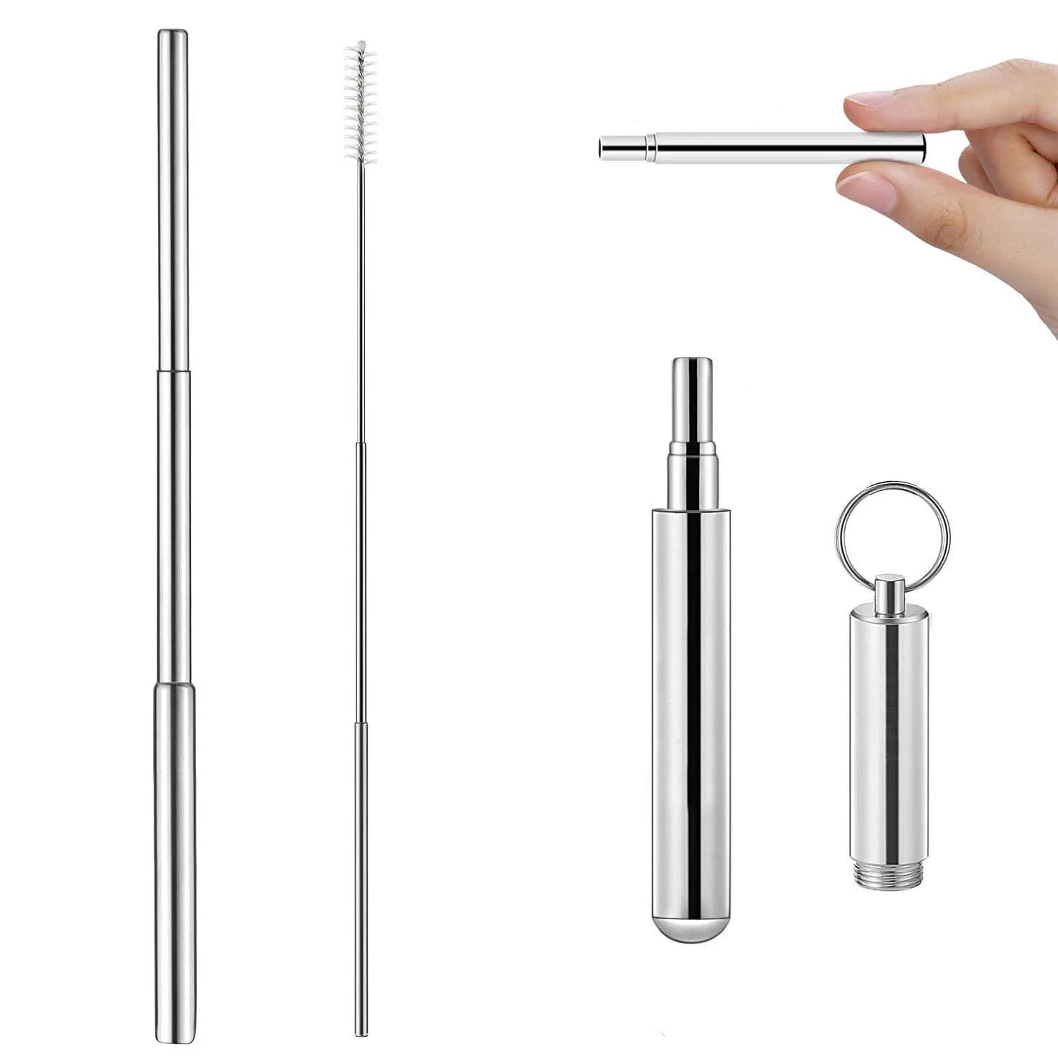 10 шт. портативные складные многоразовые соломинки телескопическое складывание