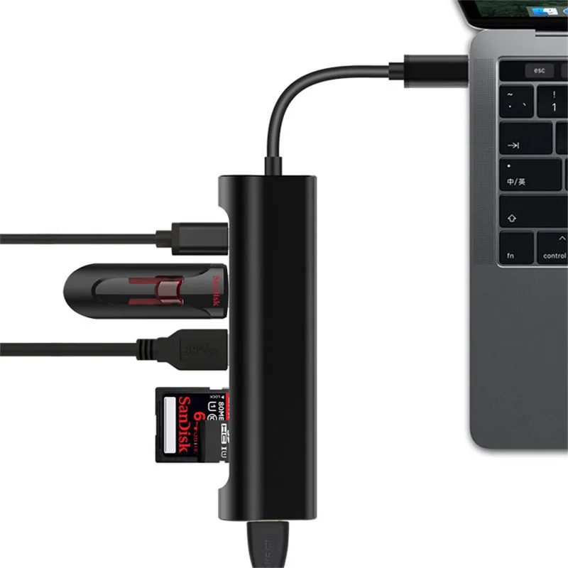 USB C концентратор type C 3,1-HDMI SD/TF кард-ридер usb type C зарядный порт 2 USB 3,0 концентратор адаптер для MacBook Pro type C концентратор