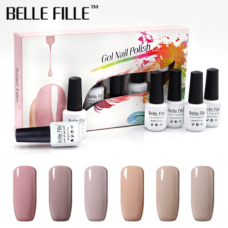 Belle Fille телесного цвета УФ Гель лак гель 8 мл 6 шт./лот набор для ногтей
