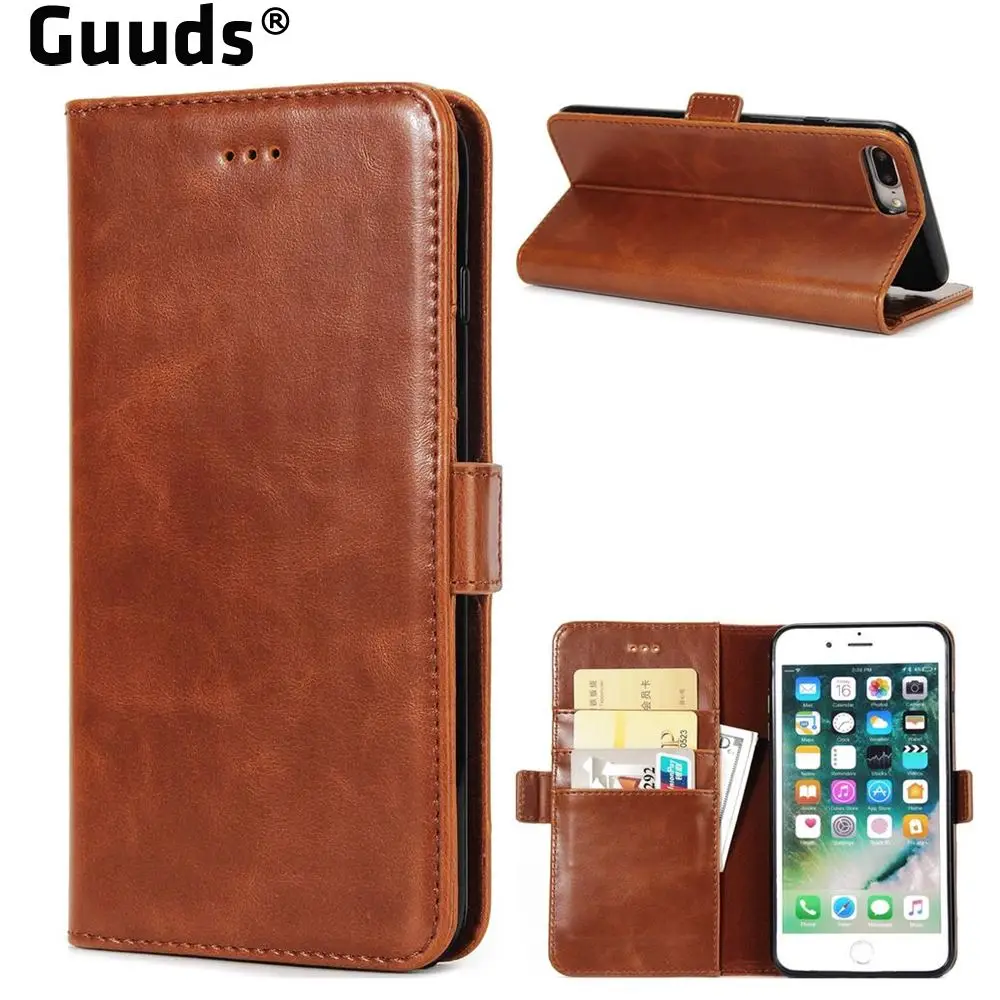 Guuds для iPhone8 7 8Plus 7plus чехол телефона роскошный искусственная кожа Crazy Horse Чехол