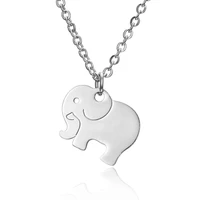 rinhoo 1pc silver color stainless steel cute elephant pendant long chain necklace for women female charm jewelry gift