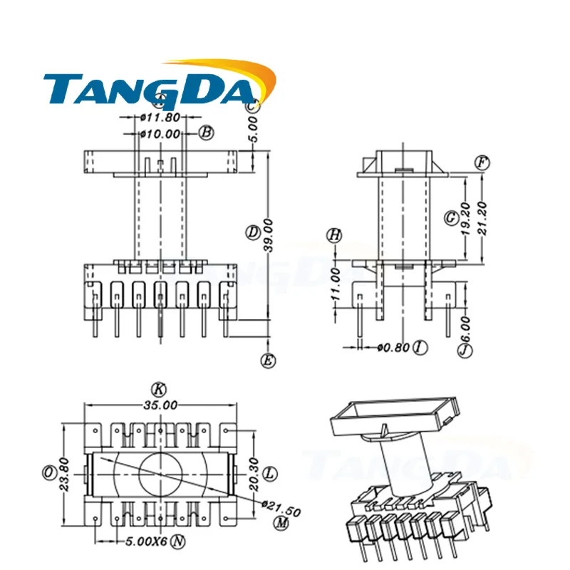 Tangda ETD29 трансформаторная бобина рамка трансформатора+ PC40 ферритовый сердечник мягкий магнитный сердечник ETD 29 14pin 14p 7+ 7 вертикальный AG