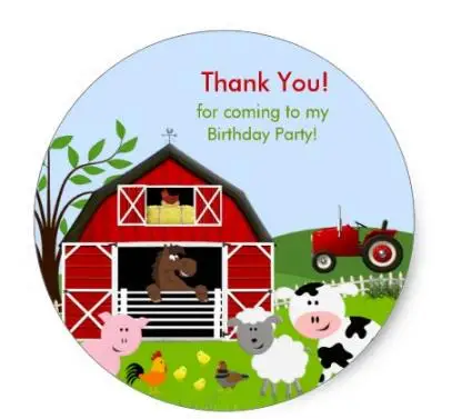

1.5inch Barnyard Farm Animals Birthday Party Sticker