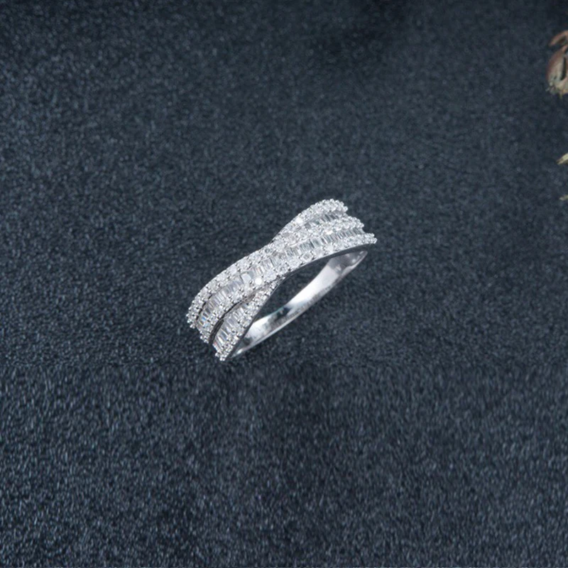 Aazuo 18 K ювелирные изделия из белого золота настоящая лестница Алмаз Мода X кольцо подарок для женщин коробки для украшений с подсветкой Рождественский подарок Au750