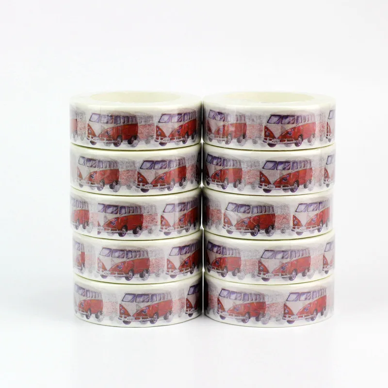 

10pcs/lot Cute Red Camper VW Bus Washi Tapes Paper DIY Decor Scrapbooking Planner Adhesive Masking Tapes Kawaii Stationery