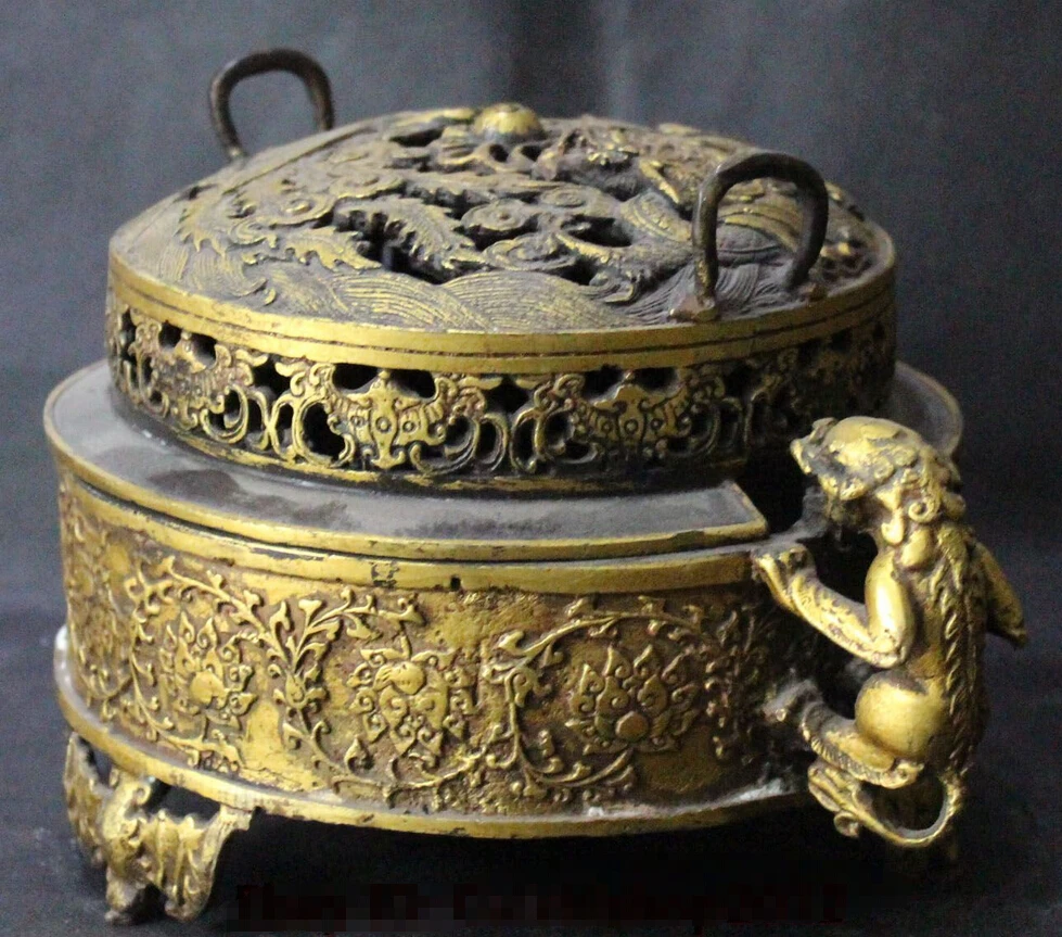 Песня voge gem S0037 10 дюймов отмеченная китайская бронза позолоченный Дракон Феникс