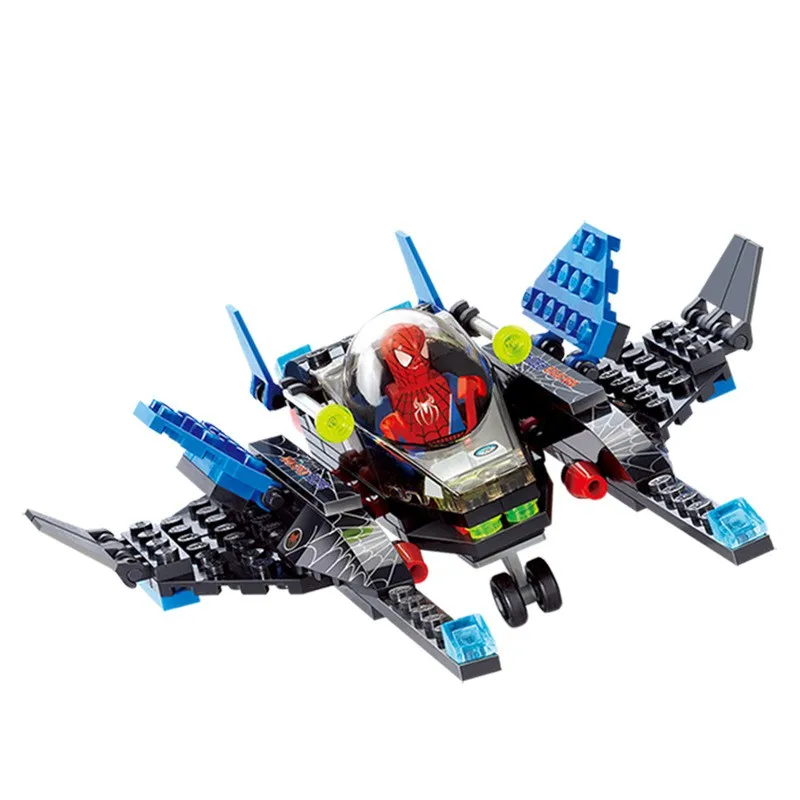 112 шт Супер герой Человек паук Самолет совместимый с Legoings строительные блоки